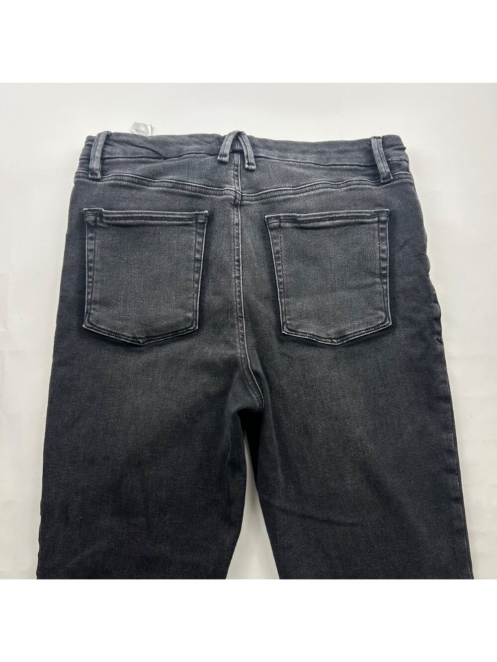 Good American Washed Black Stretch Denim Good Classic Distressed Jeans 14 - Picture 6 of 7